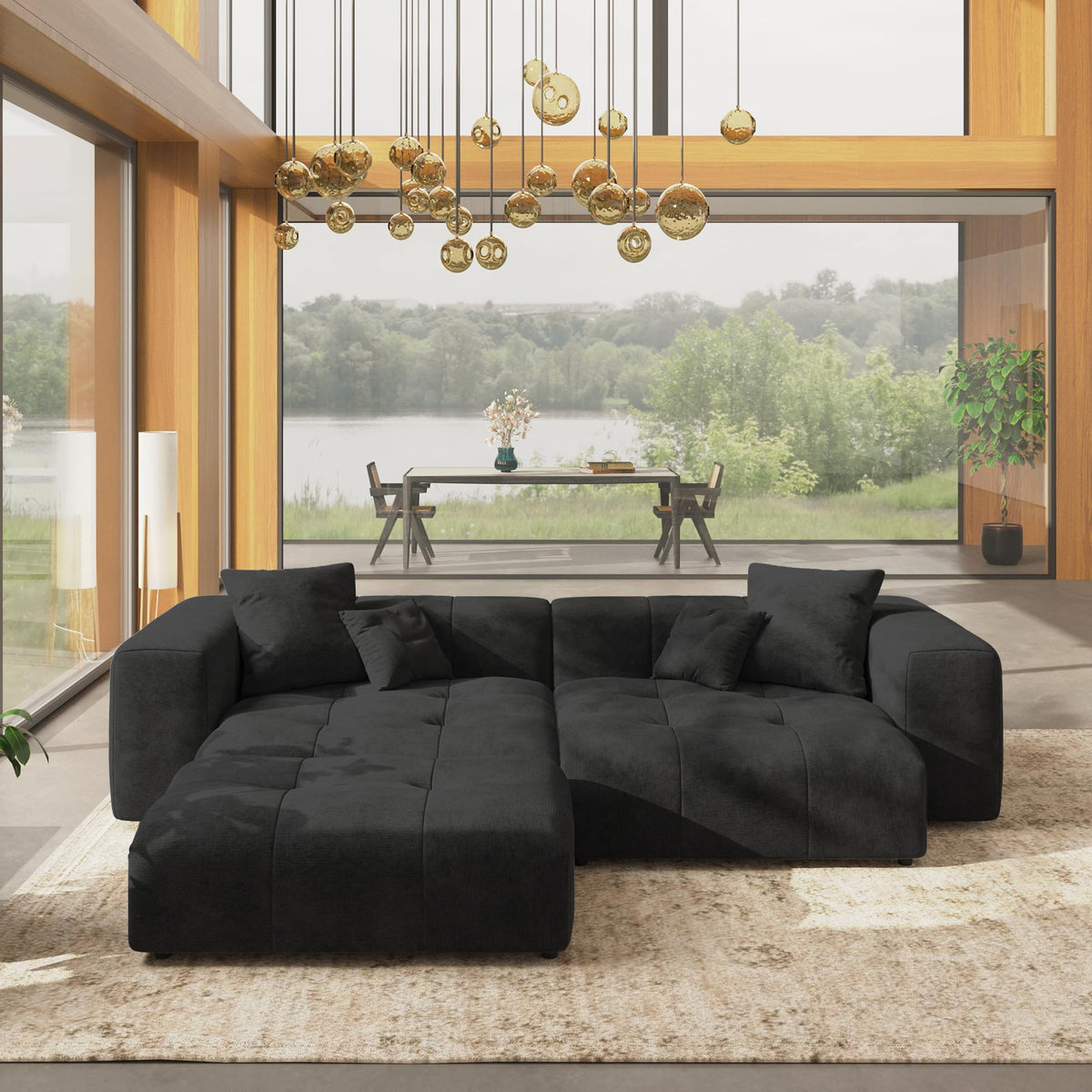 WJShome Oversized Sectional Couches for Living Room,183" V Shaped Couch, 6-Seater Cloud Modular Sectional Sofa, Linen Deep Seat Cloud Couches for Living Room,White