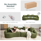 110" Oversized Cloud Sectional Sofa Modern Curved Boneless Couches for Living Room, 4-Seater Extra Deep Seat Foam Floor Compressed Couch w/Tight Backrest and 4 Pillows,Chenille Sofa & Couches