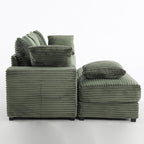 108.6" Sectional Sofa, Thickened Corduroy Sectional Couches for Living Room,Comfortable L Shaped Chaise Sectional Sofa with Storage Ottoman,Eight Throw Pillows,Green