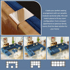 10 Seat Oversized Modular Sectional Couch Bed with Hidden Storage and Movable Ottomans Corduroy Upholstered Deep Seat for Sectional Couches for Living Room Bedroom, Blue
