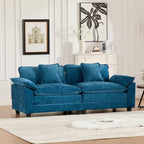 Wider Armrest LoveSeat (Ottoman is not Included), Sectional Couch, for Living Room Bedroom and Apartment, Comfy Double Layer Upholstered Seat Cushion, Breathable Chenille Fabric, Blue,SW5042BL RG696