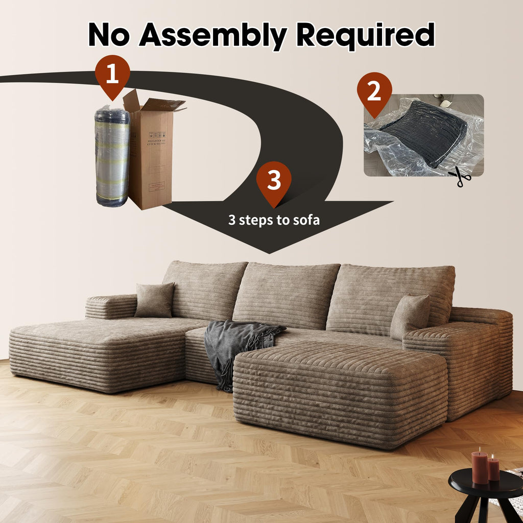 107" Silky‑Tactile Multi‑Functional Sectional Sofa, Upholstered Sleeper with High‑Resilience Foam, Free Combination Couch with No Assembly Required for Living Space, Camel