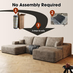 107" Silky‑Tactile Multi‑Functional Sectional Sofa, Upholstered Sleeper with High‑Resilience Foam, Free Combination Couch with No Assembly Required for Living Space, Camel
