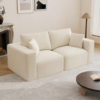 79" Modular Sectional Sofa, Cloud Couch Loveseat Memory Foam Boneless Couch with Chaise, Cozy Upholstered Corduroy Floor Couch, No Assembly Required Living Room Furniture for Apartment, Beige