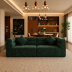 113.38" Modular Sectional Sofa, No Assembly Required Cloud Couch with Deep Seat & Chaise, Modern L-Shaped Boneless Sofa in a Box for Living Room, Apartment, Deep Turquoise Green