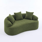 025S Green Curved Loveseat: Compressed No Assembly, Chenille Small Sofa, 30D Sponge, Compact for Apartments, 65" L, 300Lbs, 3 Pillows
