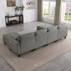 109'' Chenille Modular U Shaped Sectional Sofa DIY Combination 6 Seater Couch with Removable Seat Cushion and Storage Ottomans for Living Room/Apartment
