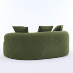 025S Green Curved Loveseat: Compressed No Assembly, Chenille Small Sofa, 30D Sponge, Compact for Apartments, 65" L, 300Lbs, 3 Pillows