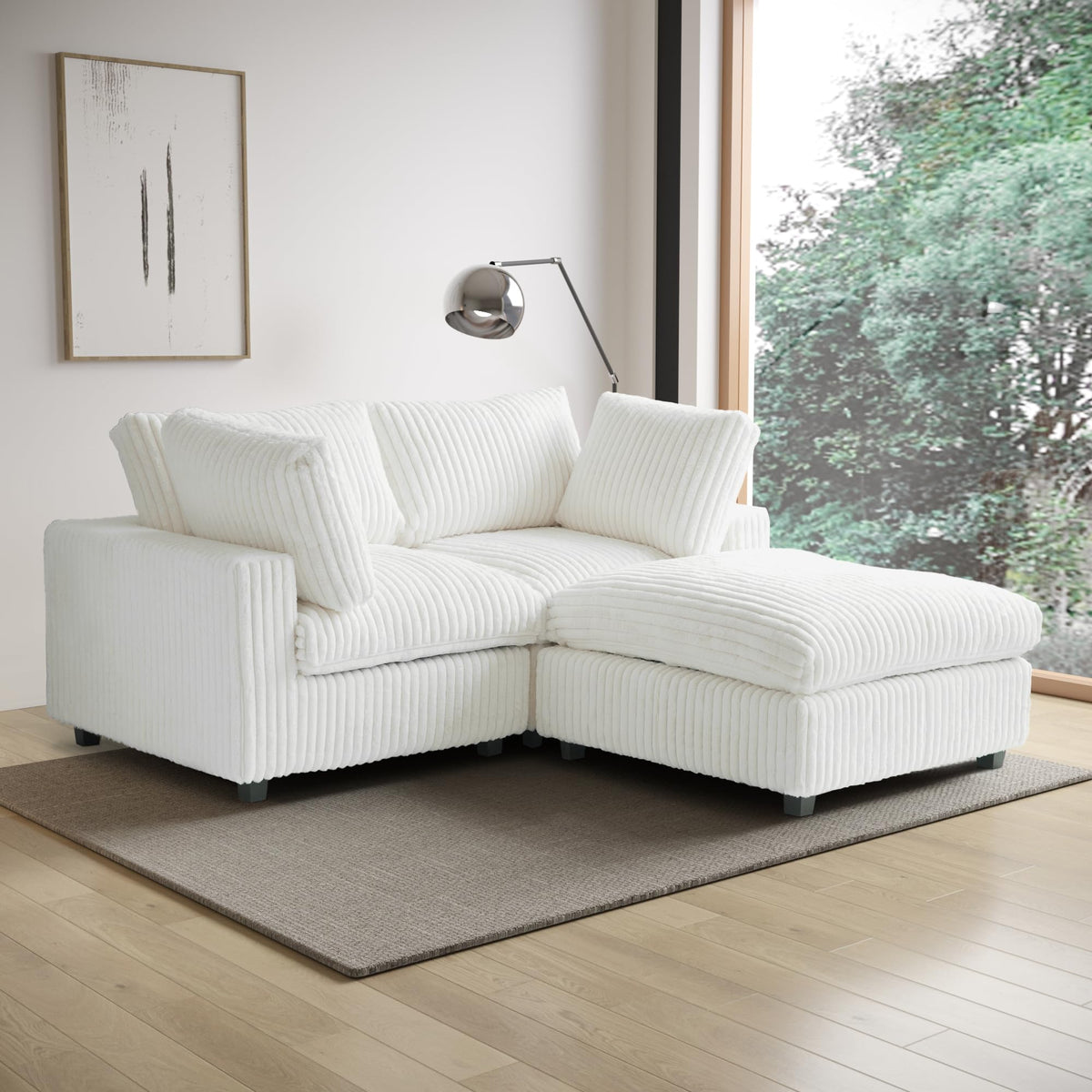 WJShome Cloud Couch Modular Sectional Sofa,118" Oversized V Shaped Sofa with Storage Ottoman for Living Room,Plush 6 Seater Convertible Sectional Couch,Covers Washable&Replaceable,Black
