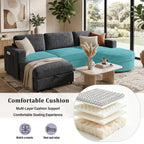 Tidyard U Shaped Sectional Sofa, Modular Chenille Couch with Storage Ottoman & Cup Holders, 102.4" Solid Pine Wood Frame for Living Room Apartment