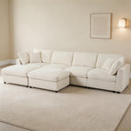 128" U-Shaped Modular Sectional Sofa, Modern Cloud Couch with Solid Wood Frame, Oversized Chenille Fabric Sleeper Sofa Couches with 2 Ottoman Chaise & Washable Covers
