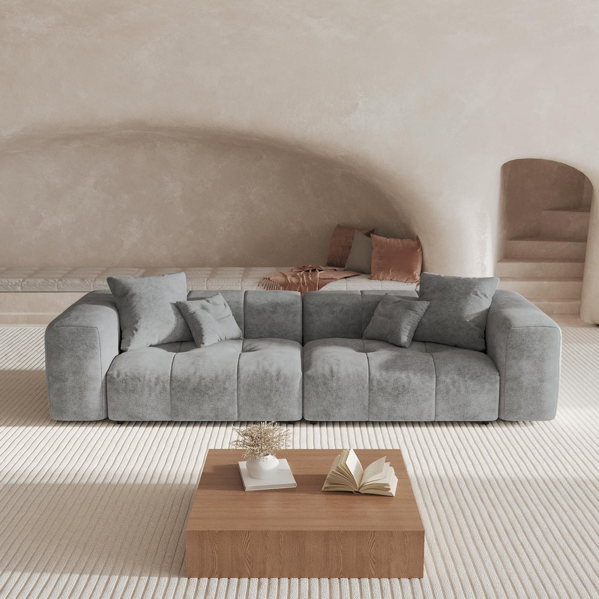 WJShome 144" Oversized Sectional Couches for Living Room,5 Seater Corner Couch Sleeper Sofa, Modern V Shaped Sofa with Deep Seat for Living Room,Spacious Space,White