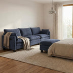 108" Modular Sectional Sofa Cloud Couch - U Shape Sofa with Charging Station Side Storage - Chenille Comfy Couches with Ottoman Movable for Living Room Bedroom Apartment Office, Blue
