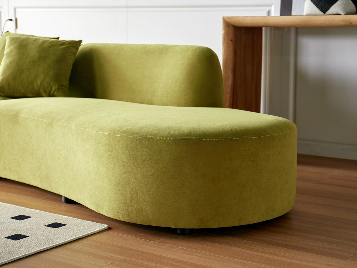 132" Curved Sofa with Throw Pillows, 6 Seater Luxury Velvet Couch with Hal