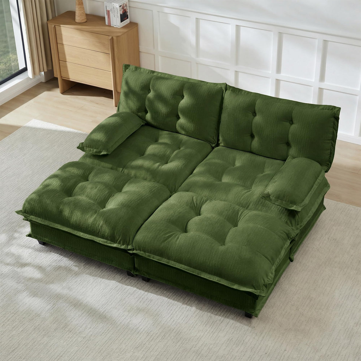 U Shaped Modular Sectional Sofa - 108" Chenille Cloud Deep Seat Couch with Ottoman, 5-Seat Comfy Lattice Decored Seat Cushion for Living Room, Apartment,Light Coffee