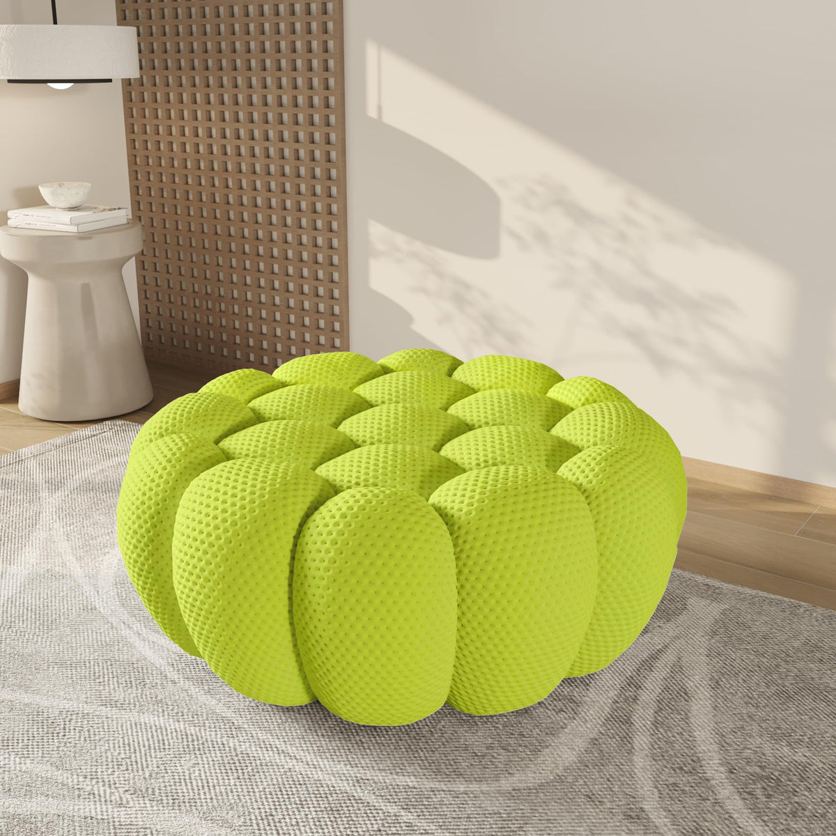 WJShome Modern Bubble Sofa Couch, 79.53" Curved Sofas for Living Room, Boneless Large Bean Bag Chair,Deep Seat Floor Sofas Chair Lounge 3 Seater for Home,Orange