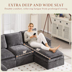 130" Modular Sectional Sofa with Storage, Premium Chenille Cloud Couch with Movable Ottomans, 1200lbs Heavy Duty Deep Seat Sectional, High-Density Foam (Gray, 4 Seater & 4 Ottoman)