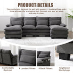 U Shaped Cloud Couch, 110" Chenille Comfy 4 Seat Sectional Couches for Living Room, Modular Sofa Sleeper with Double Chaise Foam for Apartment
