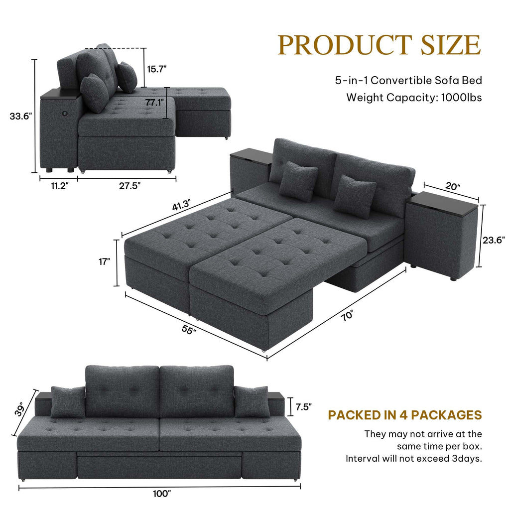 YITAHOME Queen Size Sleeper Sofa 62 20260918QWE62