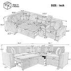 120.5" L-Shaped Modular Sectional Sofa with Convertible Sofa Bed, Reversible Sleeper with Pull-Out Bed, Cup Holders and Ample Storage Space for Living Room