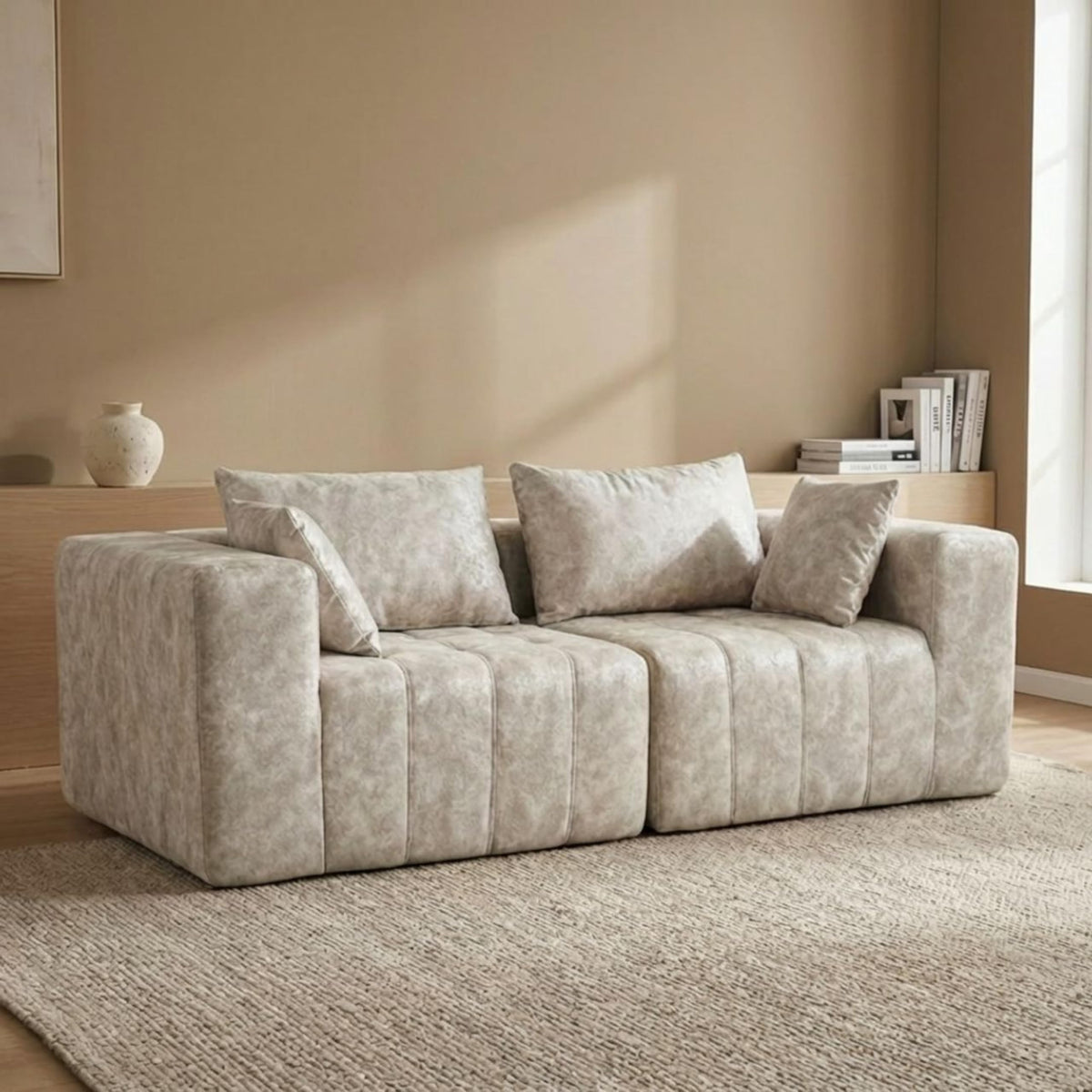 · REDEARTH · Boneless L Shaped Sectional Sofa in a Box, 5 Seater - Oyster