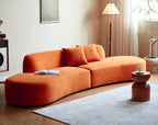 WILLIAMSPACE 132" Oversize Curved Sofa Couch for Living Room, Modern Luxury 2 Pieces Upholstered Cloud Sofa Curved Couch with Half Moon Design, Velvet 6 Seater Sofa for Apartment, No Assembly, Orange