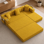 108" Modular Sectional Sofa Bed, L-Shaped Boneless Couch, Yellow
