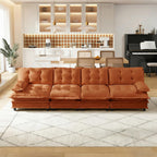 107.5" Modular Sectional Sofa-Chenille Deep 3 Seater L-Shaped Cloud Couch with Ottoman, Button Seat Cushions for Living Room & Apartment, Orange