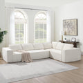 130" Ultra-Thick Chenille Modern Minimalist Style Modular Sectional Couch, Convertible Modular Cloud Sleeper Sofag, Modern Boneless Compressed Floor Sectional Sofa for Living Room, Beige