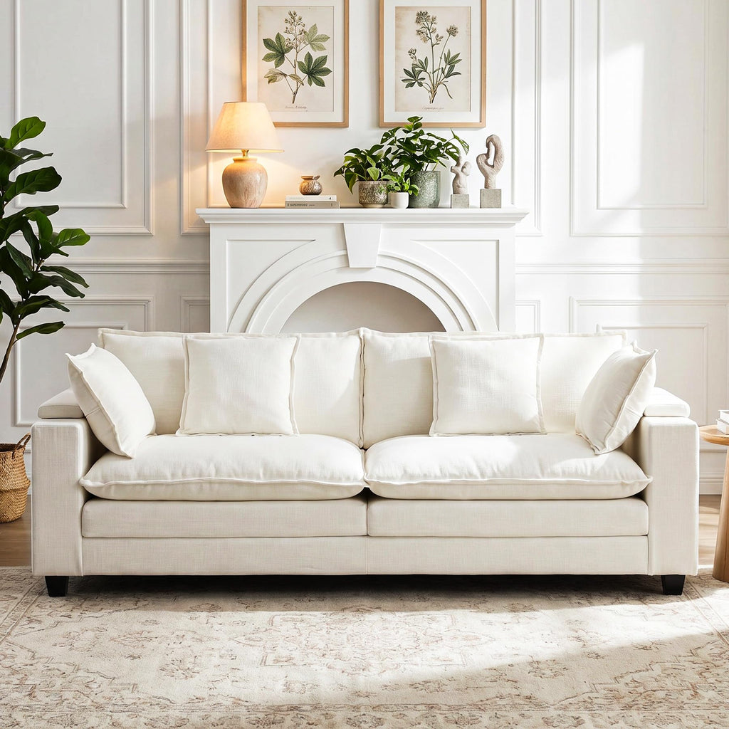 114" V‑Shaped Cloud Modular Sectional Sofa Couch, Chenille Corner Design