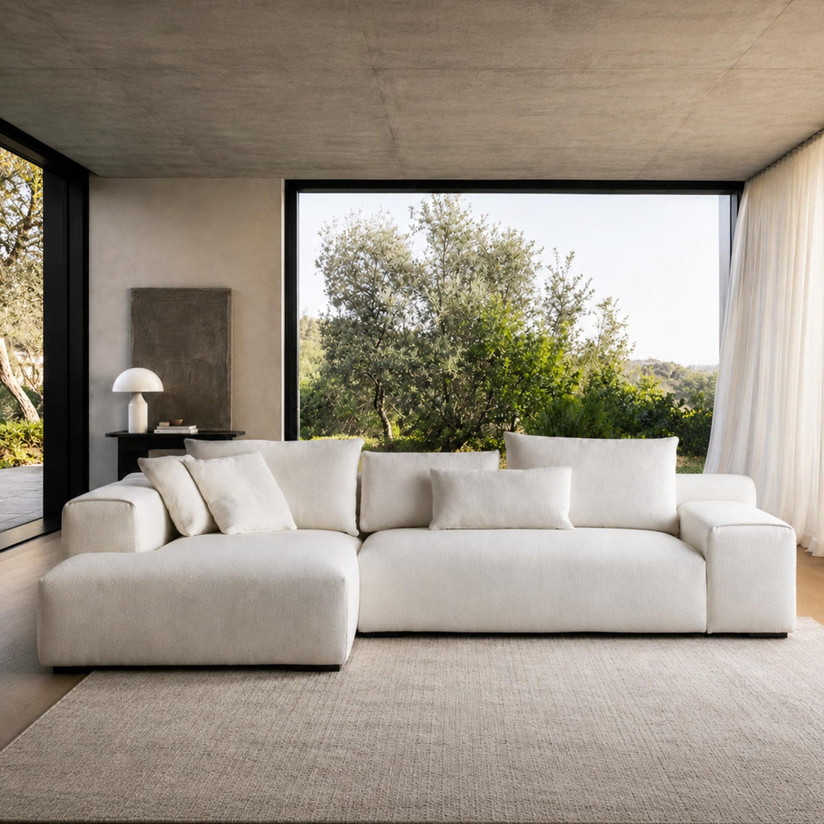 Acanva Imola L-Shaped Sectional Sofa with Chaise, Vegan Leather