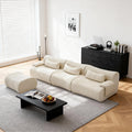118” Oversized Cloud Sectional Couch with L-Shape Chaise,Velvet Curved Modern Modular Sofa with Deep Seat, Boneless Upholstered Couches for Living Room Bedroom,No Assembly Required,Beige