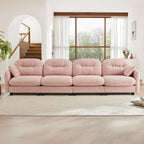 107" Modular Sectional Sofa, Comfy U Shaped Cloud Couch with Ottoman, Chenille Sofa Sleeper Deep Seat Sofas with Throw Pillows for Apartment-Camel
