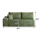 Tidyard Y119-3R Green 3-Seater Right Facing Sectional Sofa with Chaise, Plush Corduroy Fabric, No Assembly Required