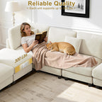121'' 7-Seater Modular Sectional Upholstered Couches, Chenille Cloud Couch with Movable Ottoman,L/U-Shape Modern Sofa for Living Room,Beige