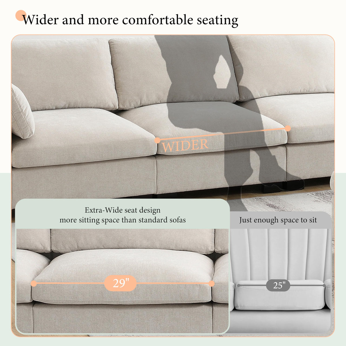 Tidyard 13? L-Shaped Modular Sectional Sofa with Charging Ports, Folding Table & Storage Pockets, 5-Seat Chenille Sofa with Ottoman, 2 Colors