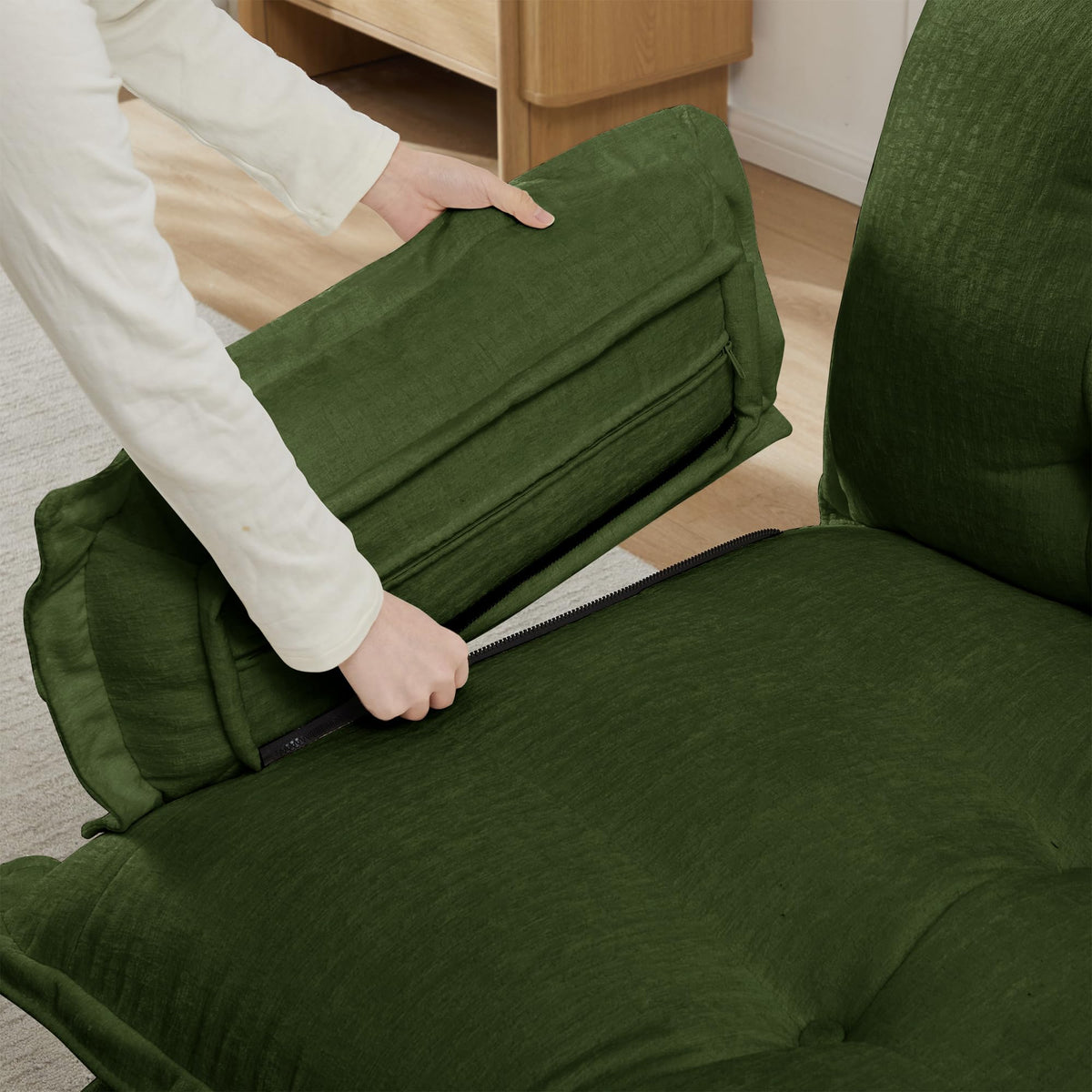 108" U Shaped Modular Sectional Sofa Couches for Living Room, Cloud Couch with Movable Ottomans, Comfy Chenille Sofa with Pillow-top Armrest for Bedroom Apartment