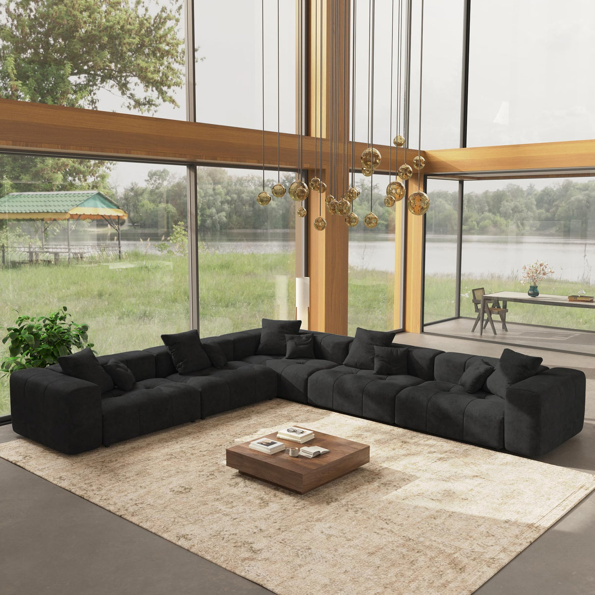WJShome Oversized Sectional Couches for Living Room,183" V Shaped Couch, 6-Seater Cloud Modular Sectional Sofa, Linen Deep Seat Cloud Couches for Living Room,White