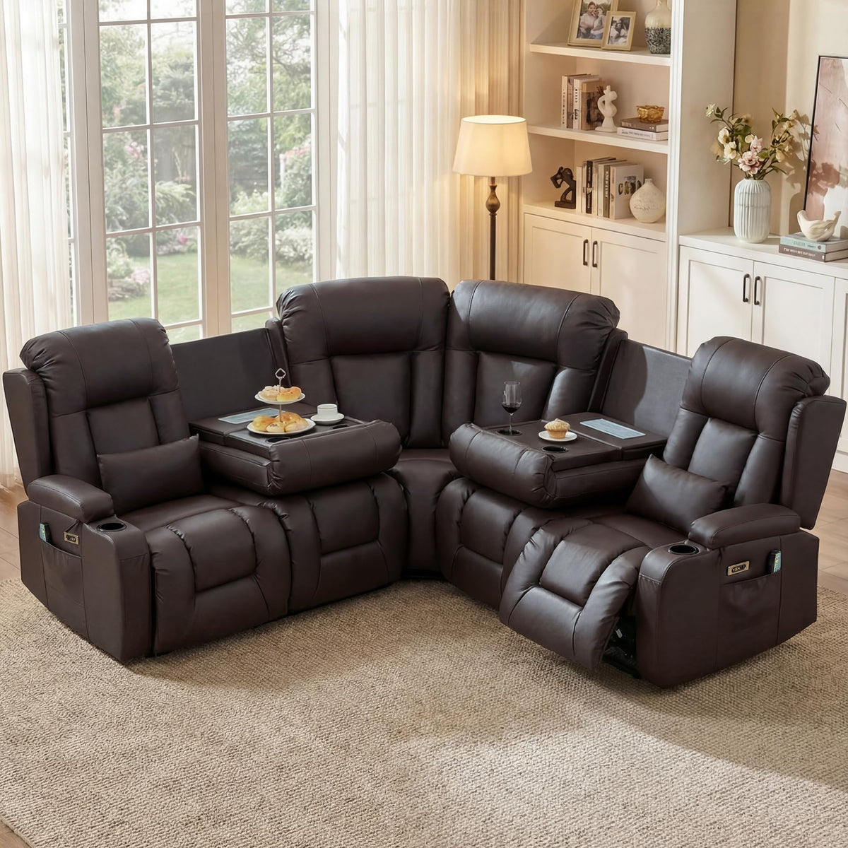 TUNYI Power Loveseat Recliner Sofa with Massage & Heat