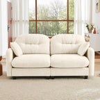107" Modular Sectional Sofa, Comfy U Shaped Cloud Couch with Ottoman, Chenille Sofa Sleeper Deep Seat Sofas with Throw Pillows for Apartment-Camel
