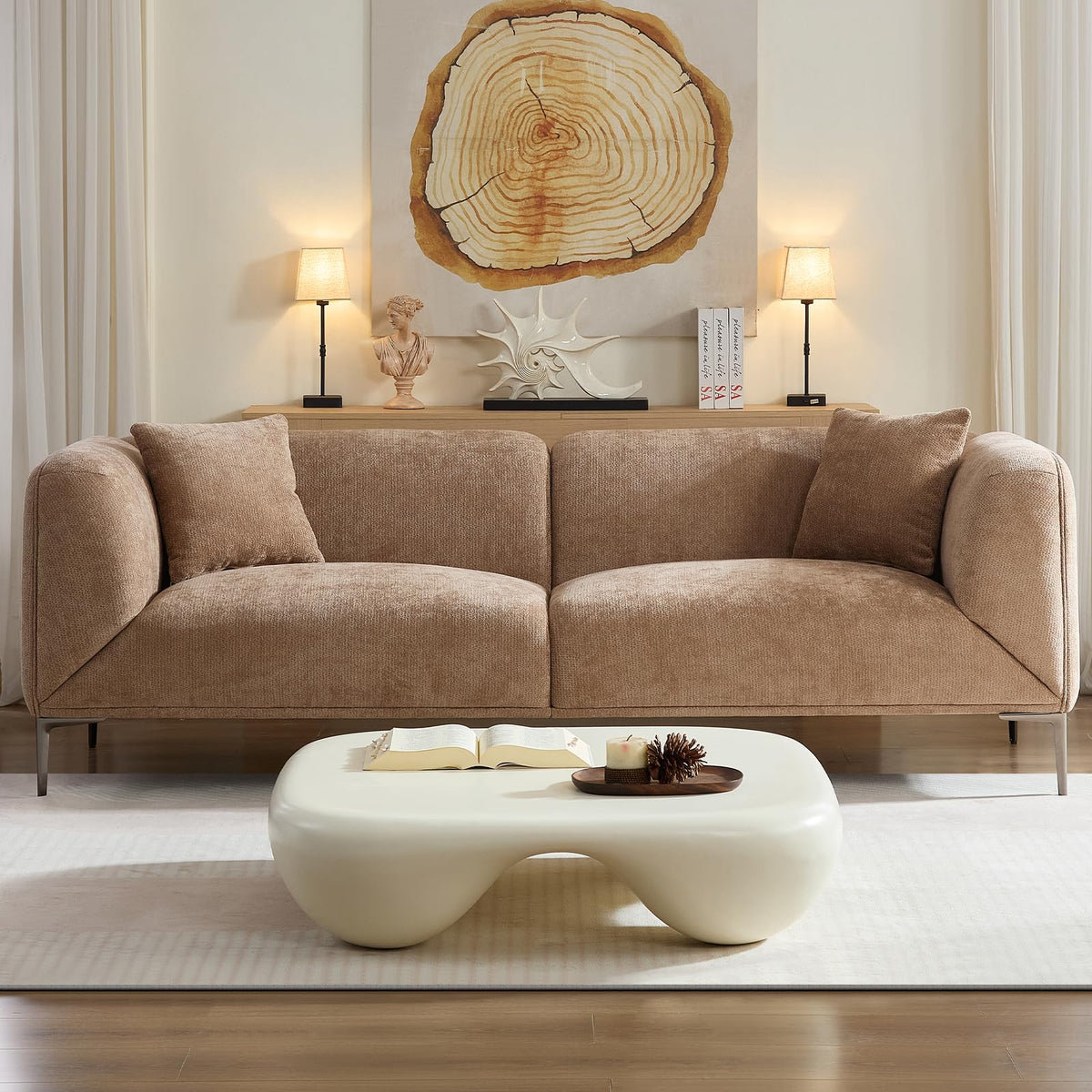 Versatile Camel Sofa for Living Room, Comfortable Modern Design, Couch