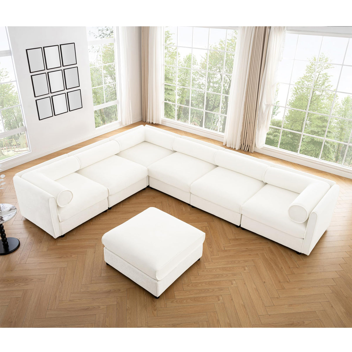109'' Modular Sectional Sofa, Oversized 4 Seat L Shaped Couch with Storage Ottoman, Extra Deep Seat, Modern Comfy Convertible Chenille Sofa with Chaise, Lounge Couches for Living Room, Camel