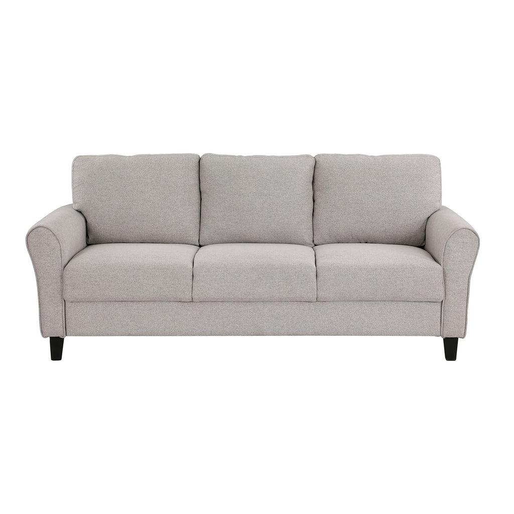 Tidyard Modern Transitional Sand Hued Textured Fabric Sofa with Attached Cushions, Solid Wood Frame, Pocket Coils, Faux Wood Feet, 80.? x 3? x 34.?H