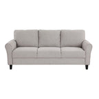 Tidyard Modern Transitional Sand Hued Textured Fabric Sofa with Attached Cushions, Solid Wood Frame, Pocket Coils, Faux Wood Feet, 80.? x 3? x 34.?H