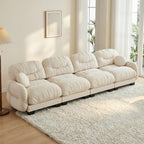 116" U Sectional Couches for Living Room, 3 Seater Modular Couch with 2 Ottoman, Cloud Sofa with Soft Chenille Fabric, High-Density Foam Cushion, Living Room Furniture, Beige