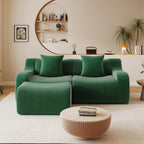 115.3" Modular Sectional Couches for Living Room, Teddy Deep Seat Sofa, 3 Seater Boneless Couch with 2 Ottoman,Orange