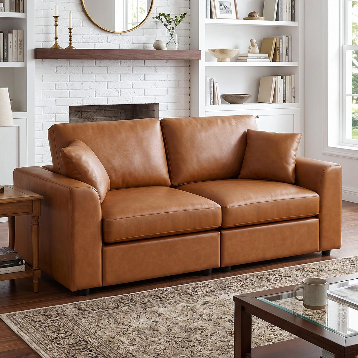 129.3" Oversized Modular Sectional Couch, Cloud U Shaped Couch with Movable Ottoman, Comfy Large 7 Seat Corner Couches for Living Room, Apartment, Beige