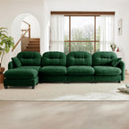107" Modular Sectional Sofa, Comfy U Shaped Cloud Couch with Ottoman, Chenille Sofa Sleeper Deep Seat Sofas with Throw Pillows for Apartment-Camel