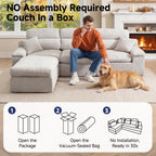 110" Sectional Boneless Sofa with Ottoman, L-Shaped Couch Bed No-Assembly Modular Sofa
