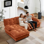 107.5" Modular Sectional Sofa-Chenille Deep 3 Seater L-Shaped Cloud Couch with Ottoman, Button Seat Cushions for Living Room & Apartment, Orange